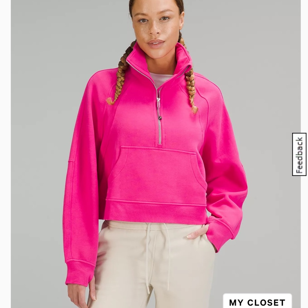NWT Lululemon scuba oversized funnel neck half zip sonic pink xs/s
